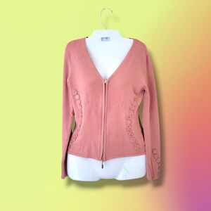 Valentin Yudashkin | VTG Pink Button Detail Long Sleeve Zip Up Cardigan